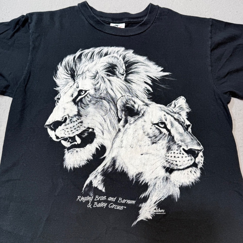 Vintage 1984 Ringling Bros Barnum‎ Bailey Circus Lions Graphic T Shirt Harlequin